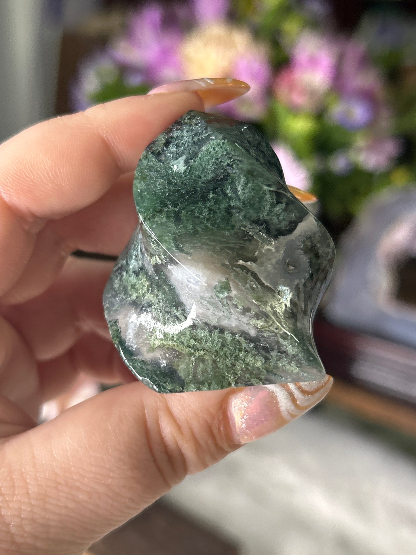 Mini Moss Agate Flame