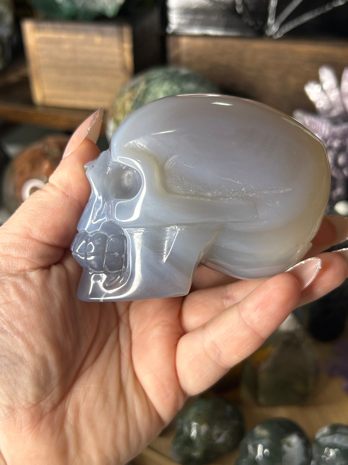Druzy Agate Skull