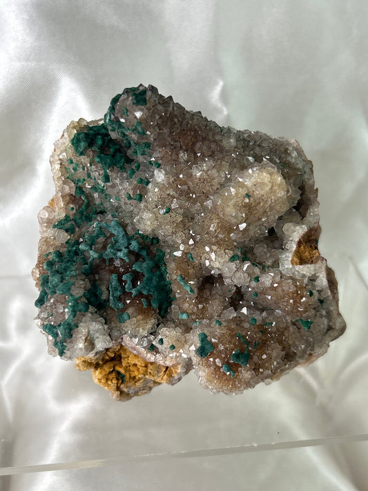 Malachite on Smoky Quartz