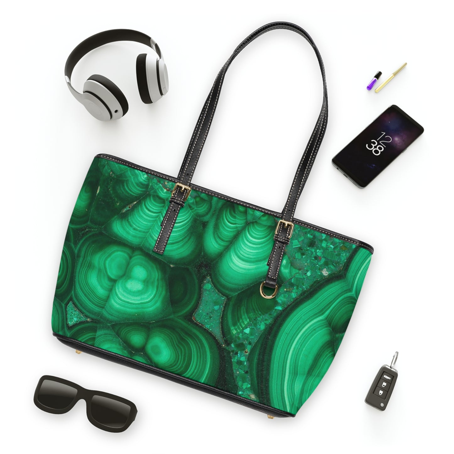 Malachite PU Leather Shoulder Bag