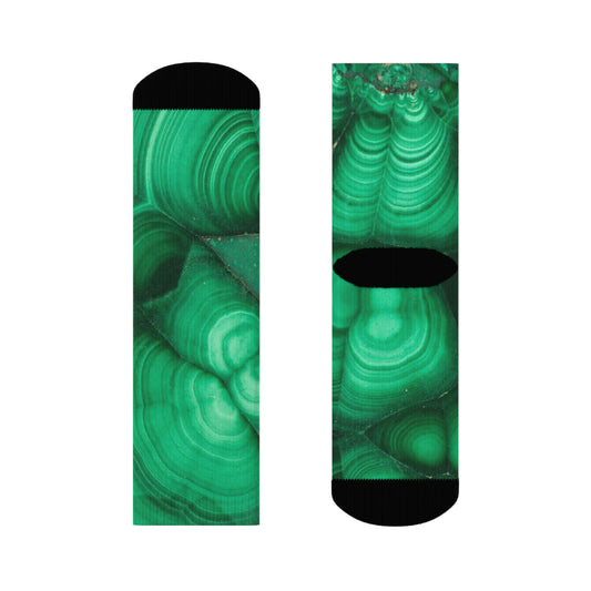 Malachite Design Crew Socks, Unique Fashion Socks, Cozy Gift for Her, Eco-Friendly Fashion, Stylish Home Accessories, Trendy Sock Gift