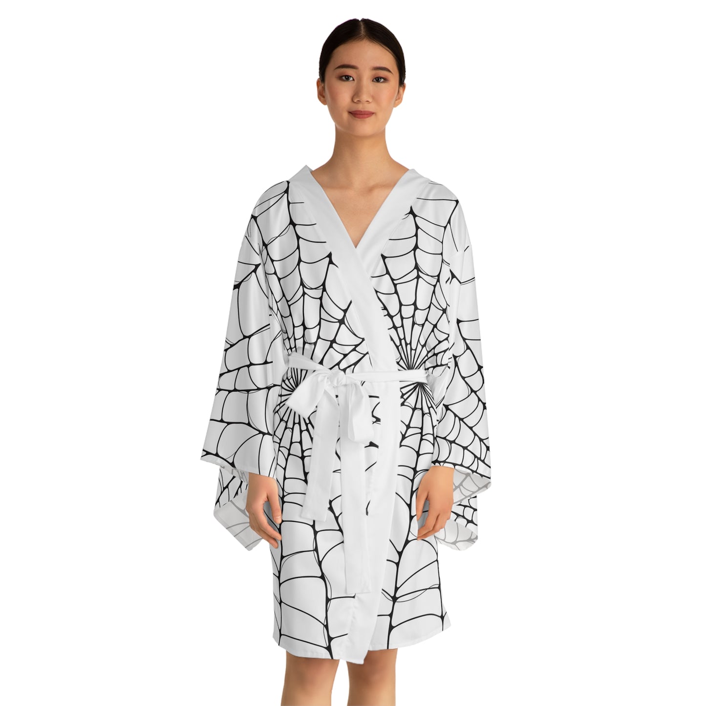 Cobweb Long Sleeve Kimono Robe (AOP)