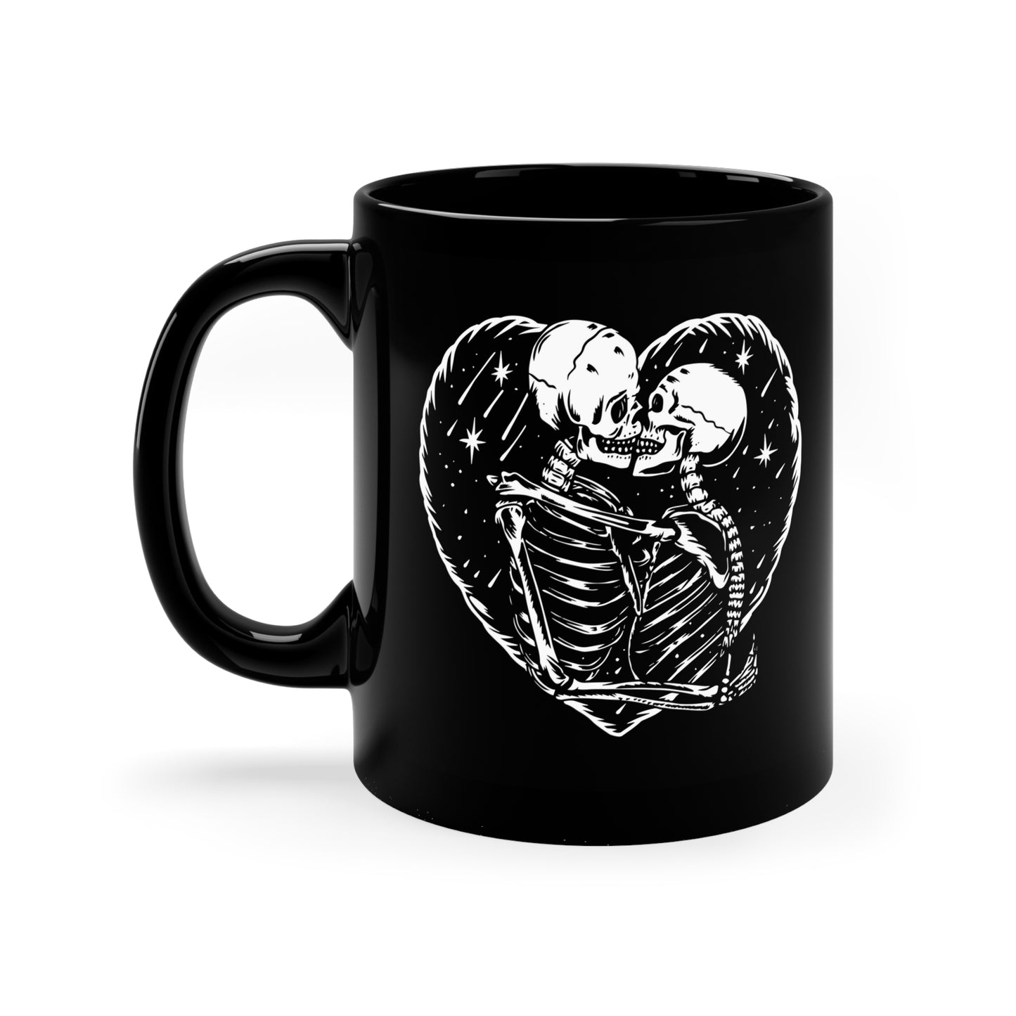 Skeleton Kiss 11oz Black Mug