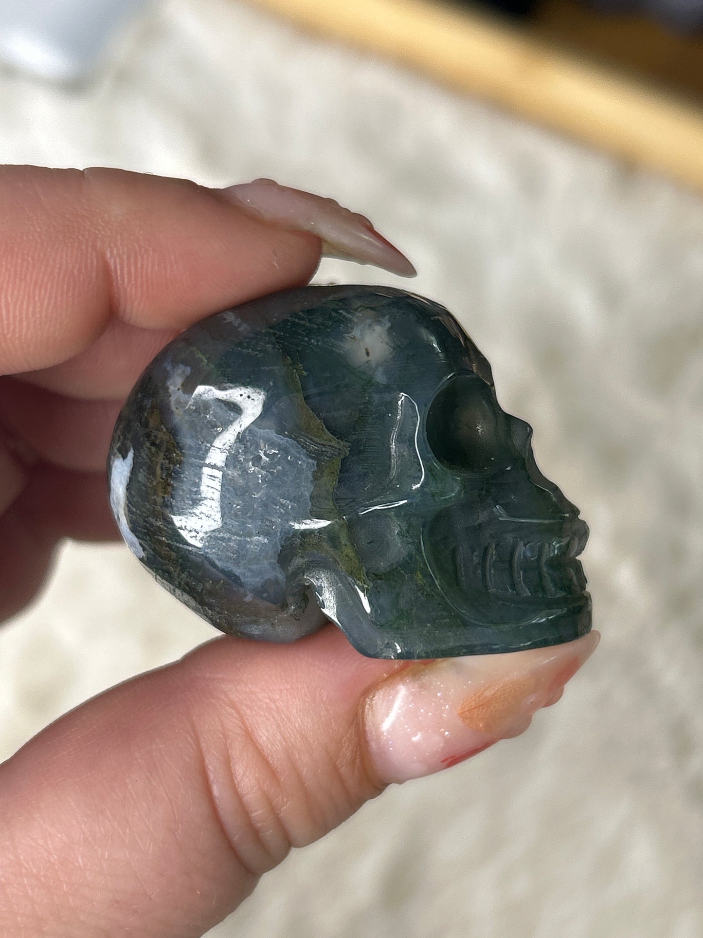 Moss Agate Skull