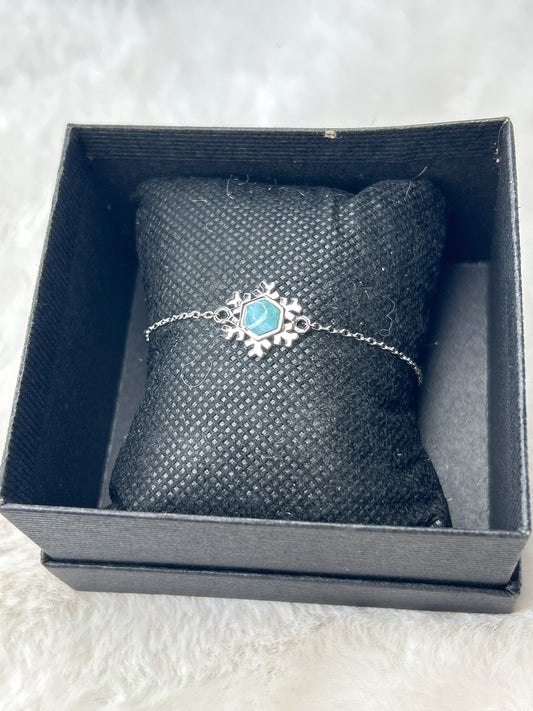 Larimar Snowflake Bracelet 925 Sterling Silver