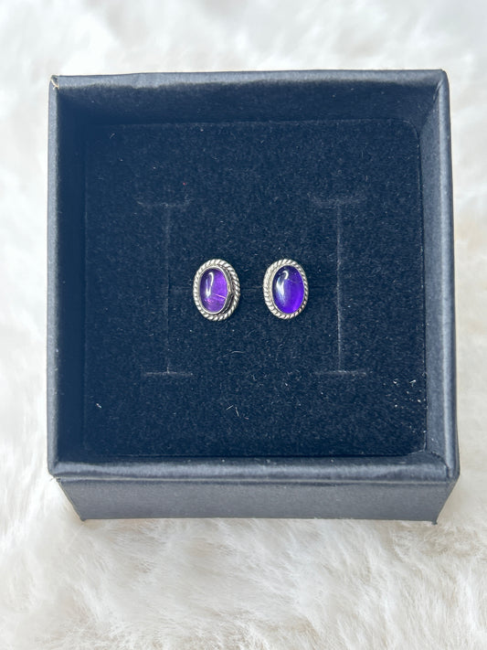 925 Sterling Silver Oval Amethyst Studs