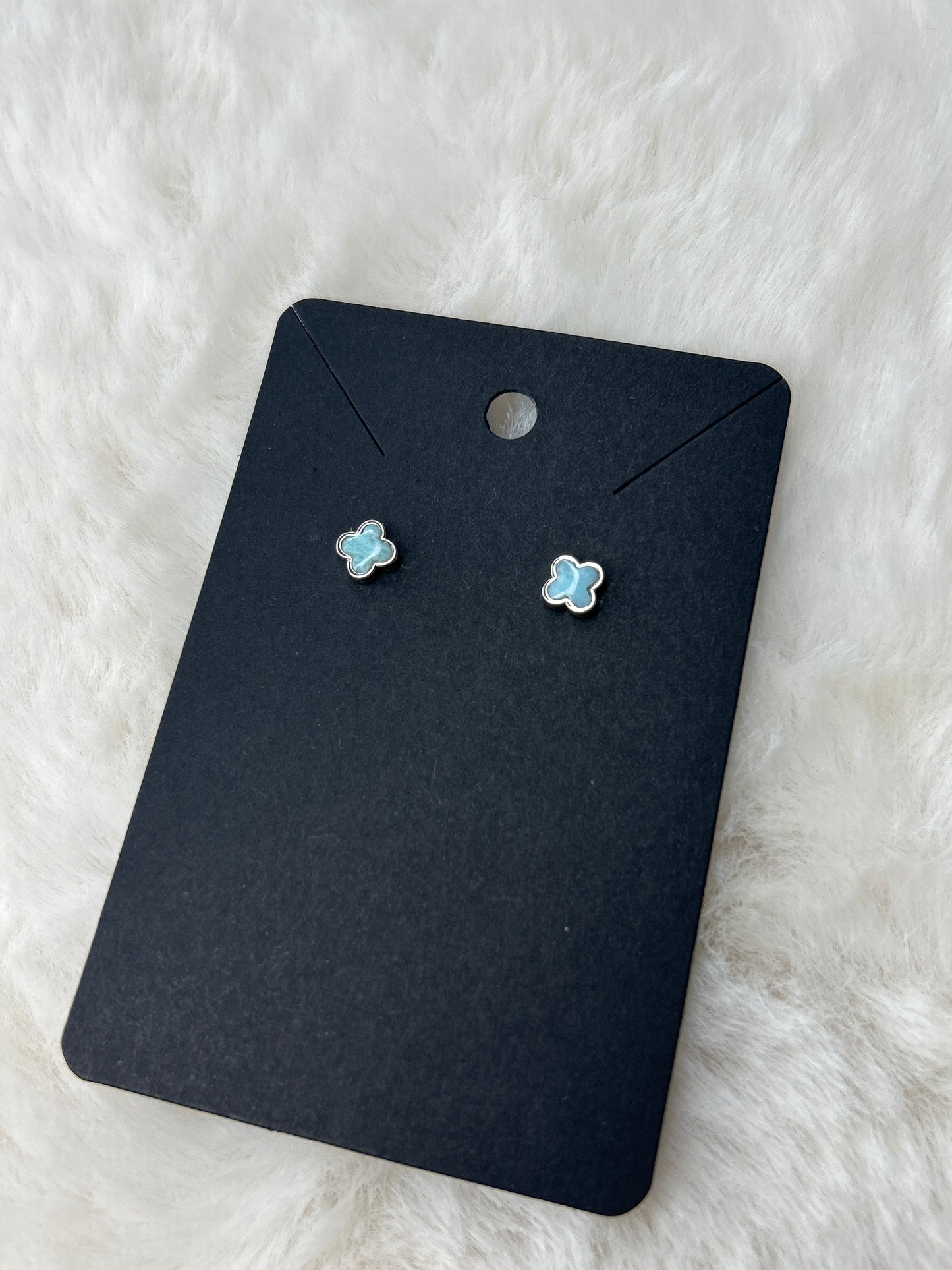 Larimar Clover Studs 925 Sterling Silver