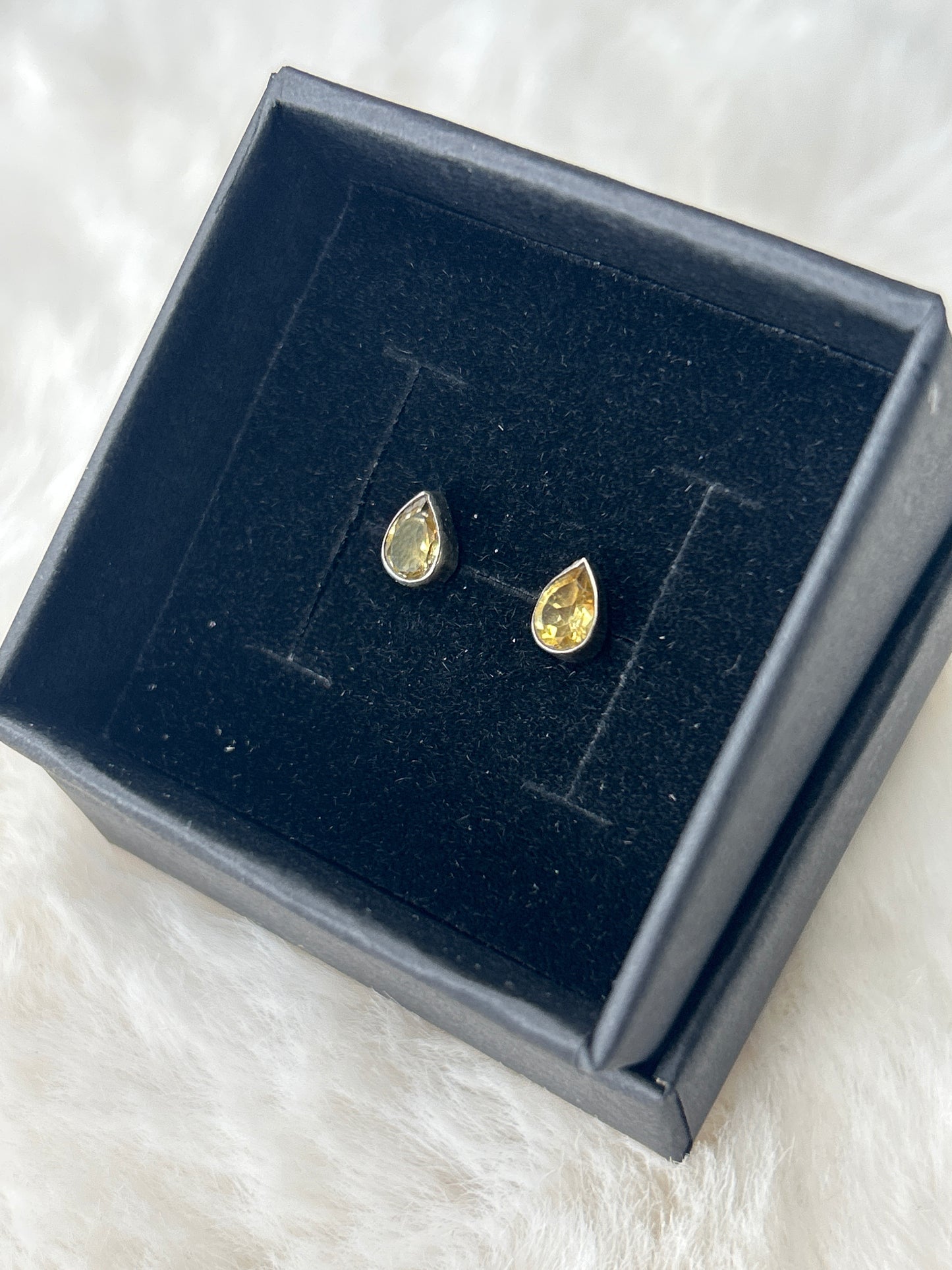 925 Sterling Silver Faceted Citrine Teardrop Studs