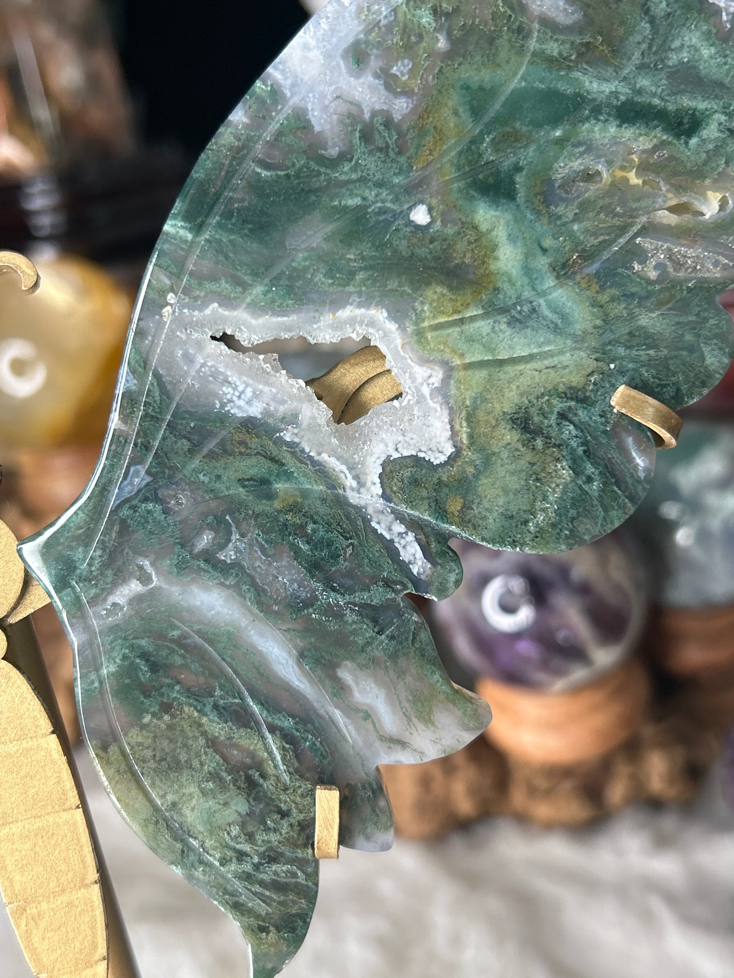 Moss Agate Butterfly Wings