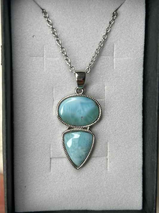 Larimar Necklace 925 Sterling Silver