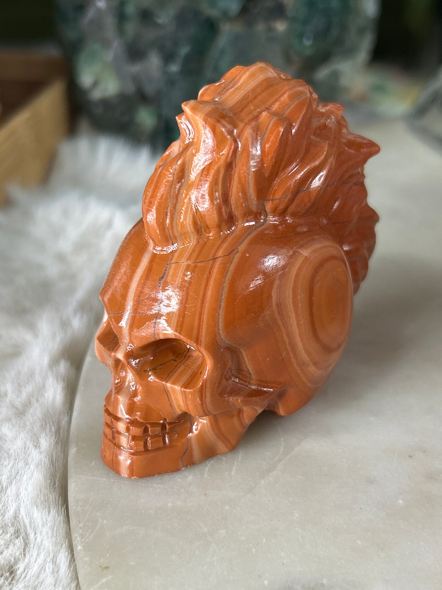 Red Jasper Mohawk Skull