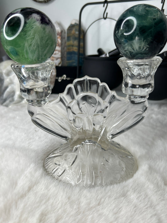 Vintage Glass Candelabra Sphere Stand