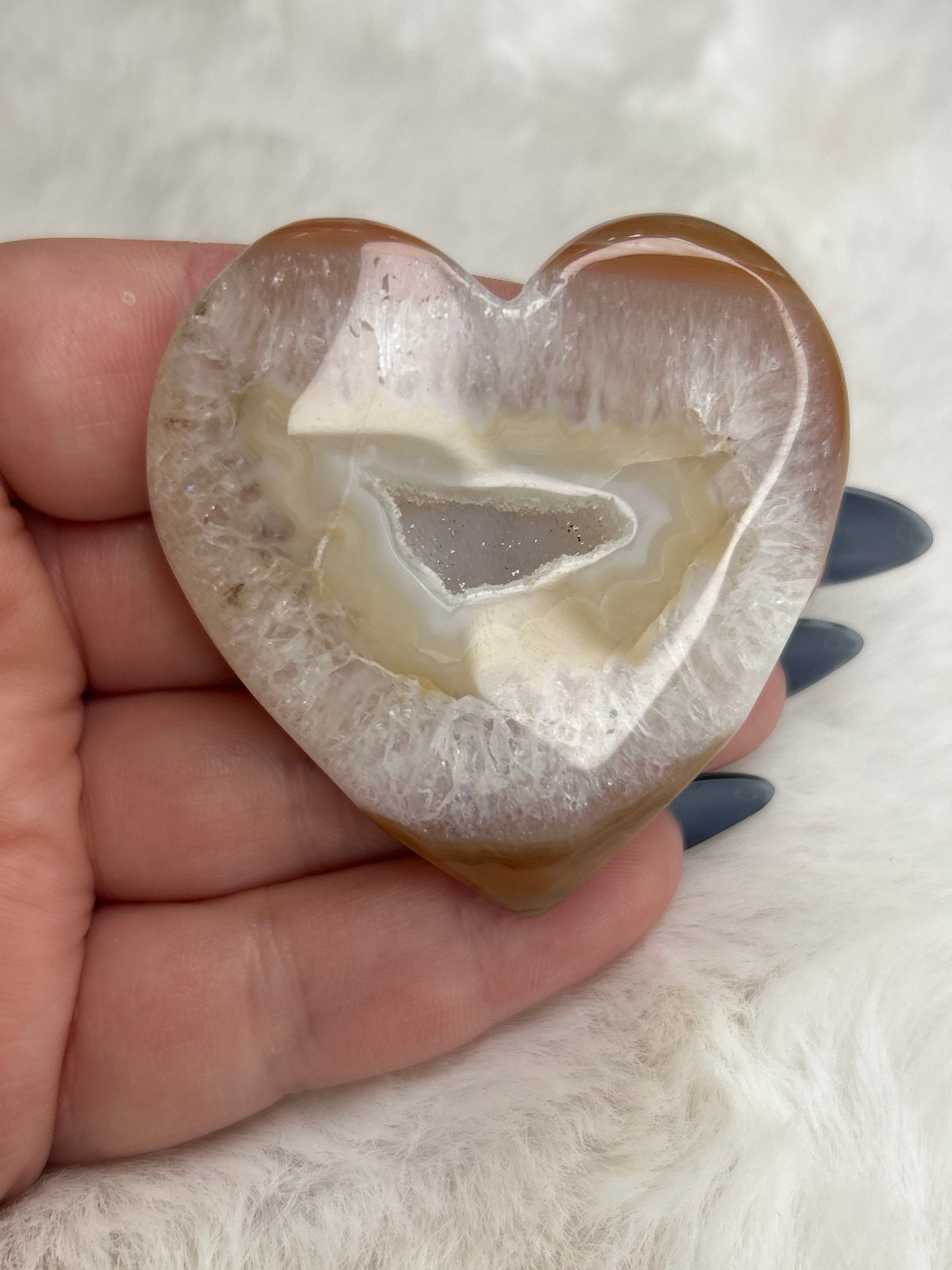 Druzy Carnelian & Quartz Heart