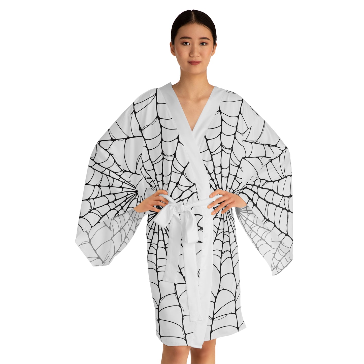 Cobweb Long Sleeve Kimono Robe (AOP)