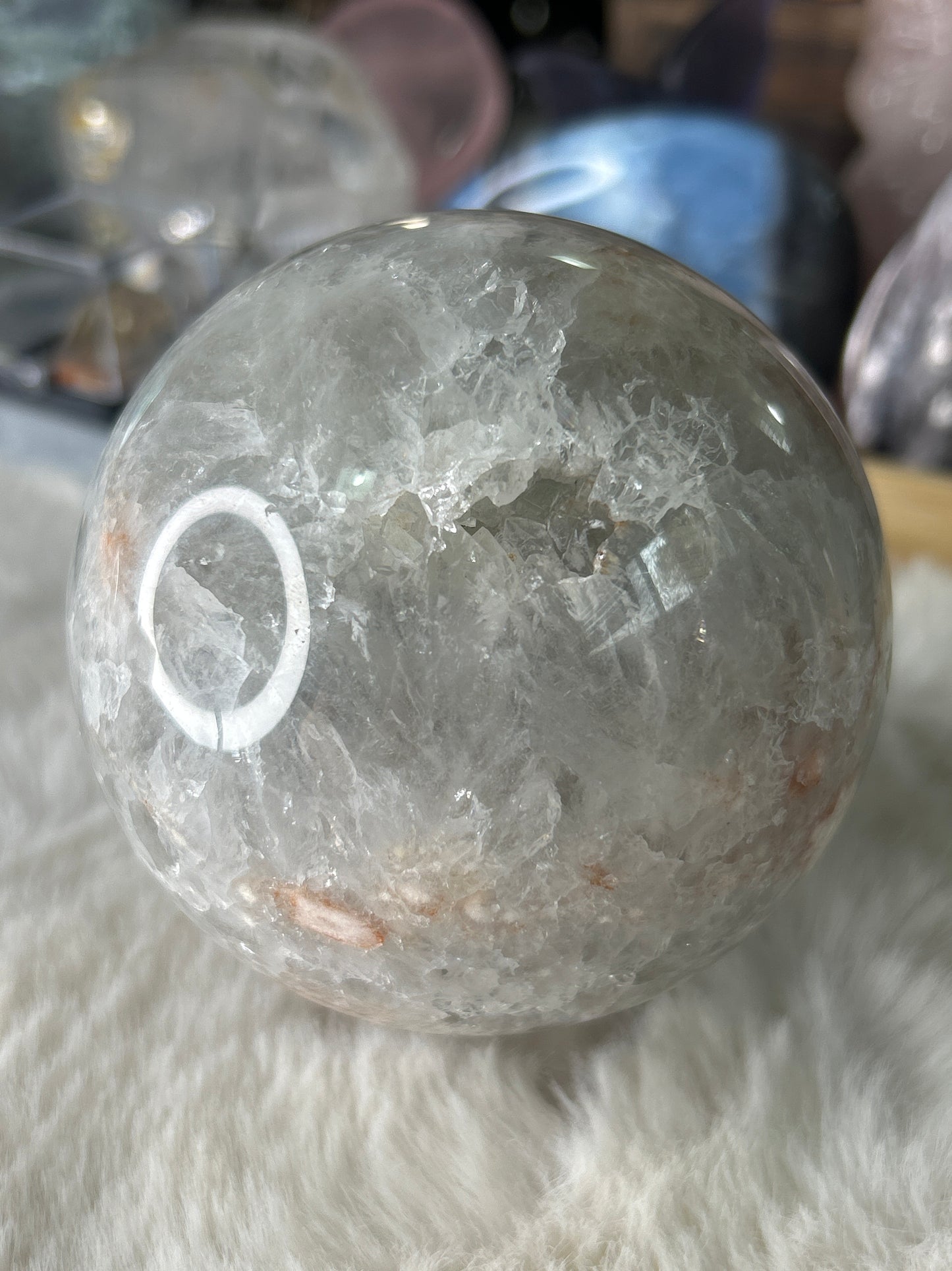 XL Flower Agate x Green Quartz Sphere