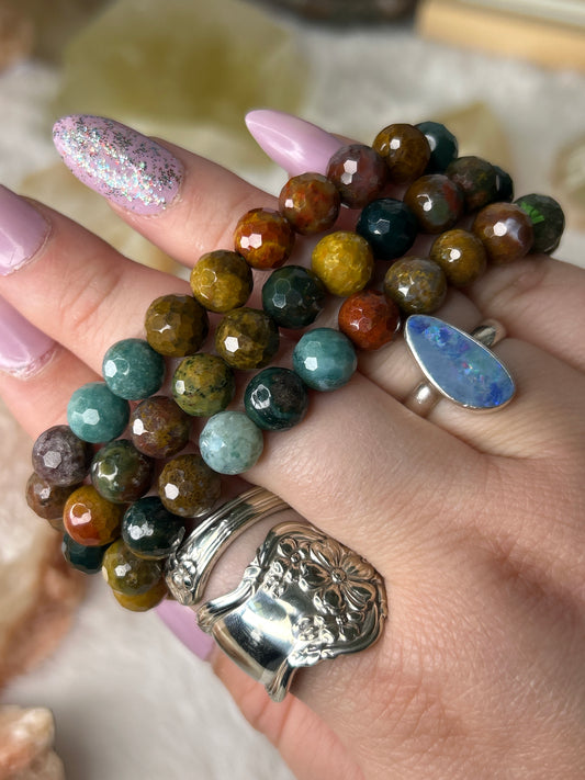 Faceted Ocean Jasper Bracelet