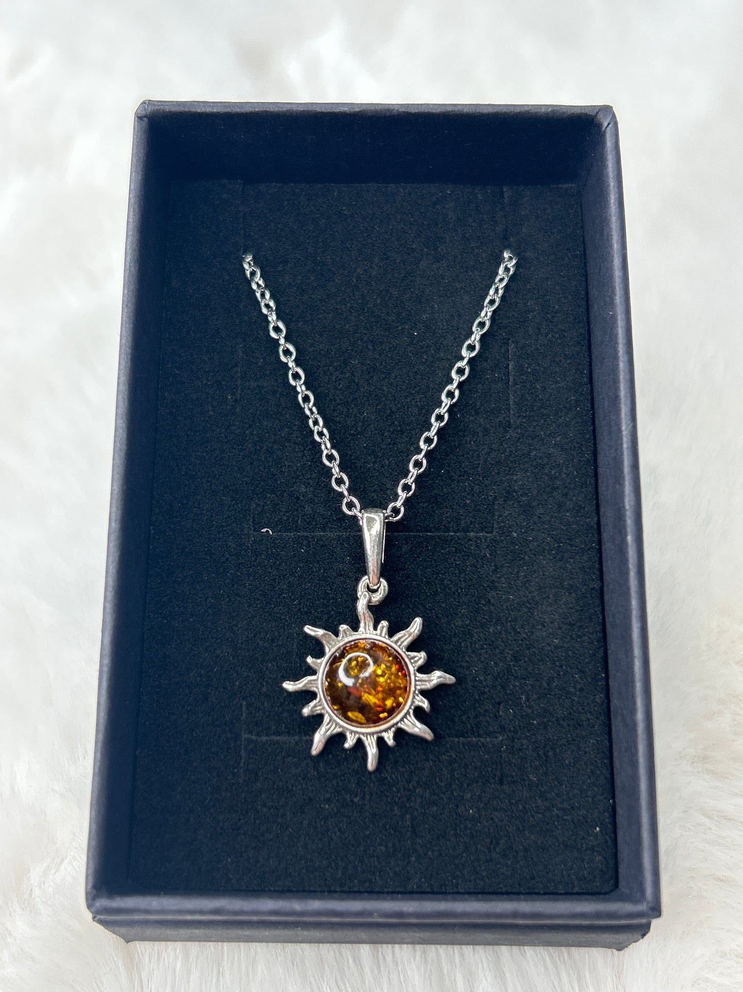 Amber Sun Sterling Silver Necklace