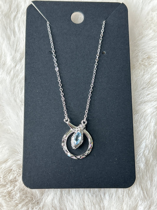 Aquamarine Snake Necklace 925 Sterling Silver