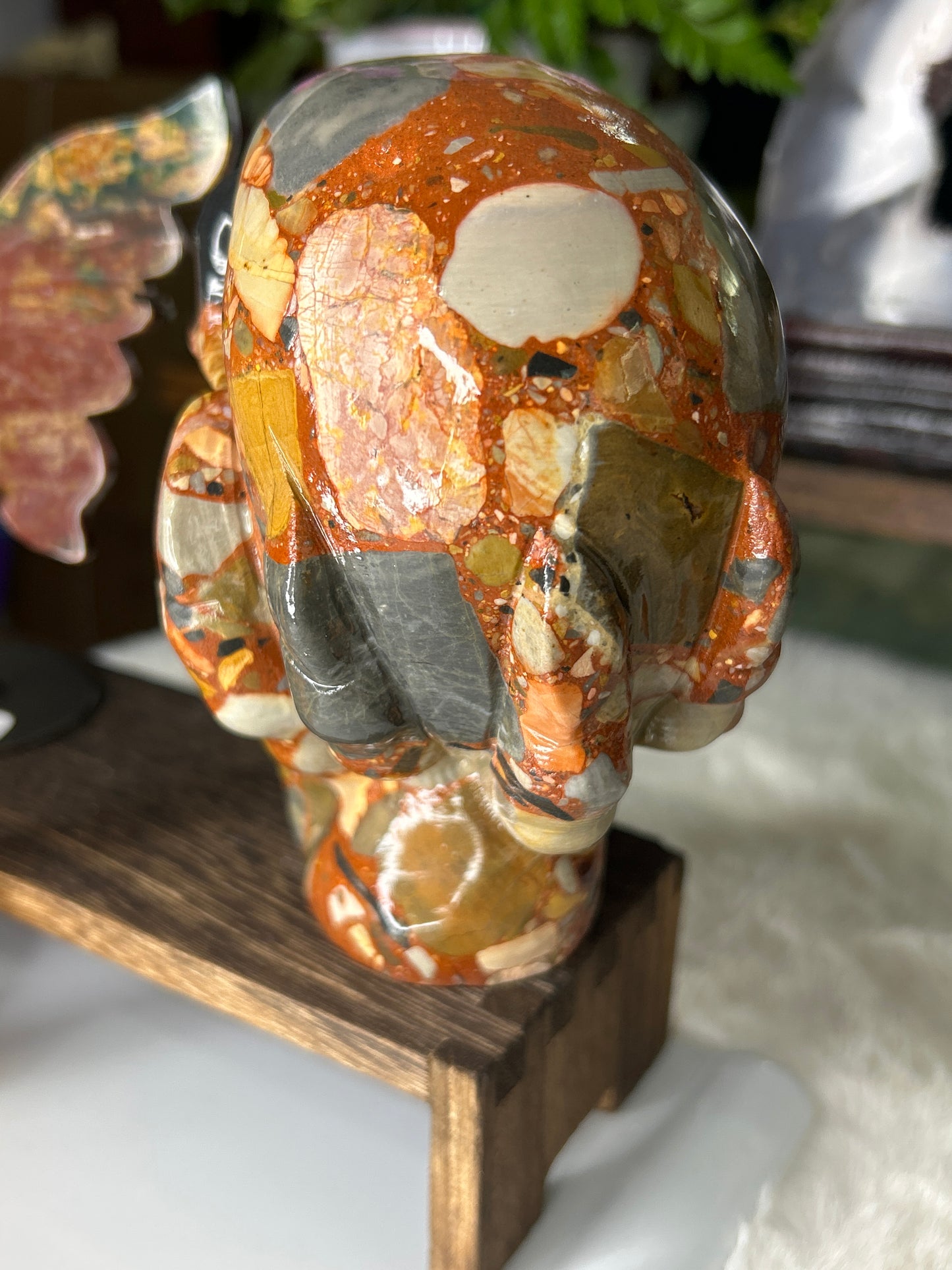Puddingstone Skull in Hand