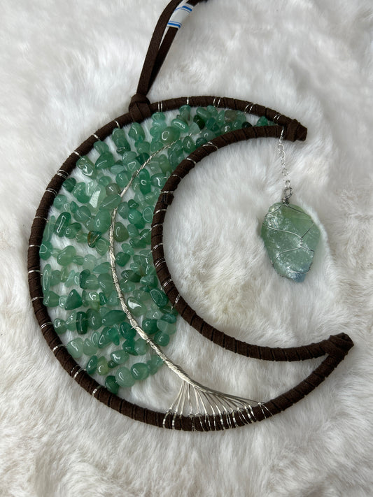 Green Aventurine Moon Wall Hanging