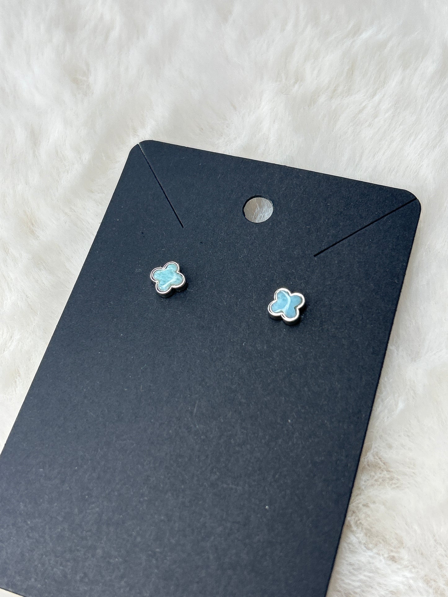 Larimar Clover Studs 925 Sterling Silver