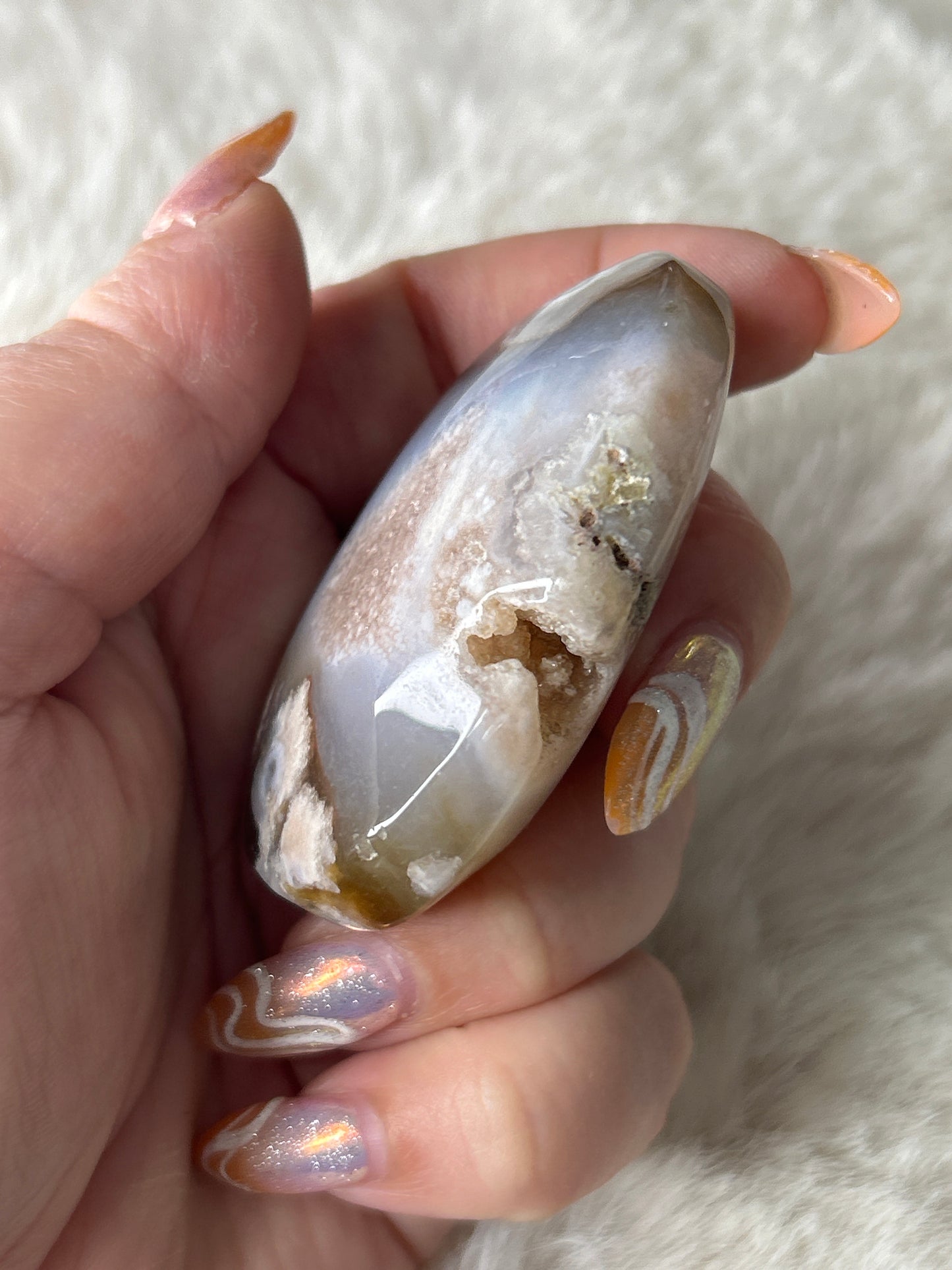 Flower Agate Palm Stone