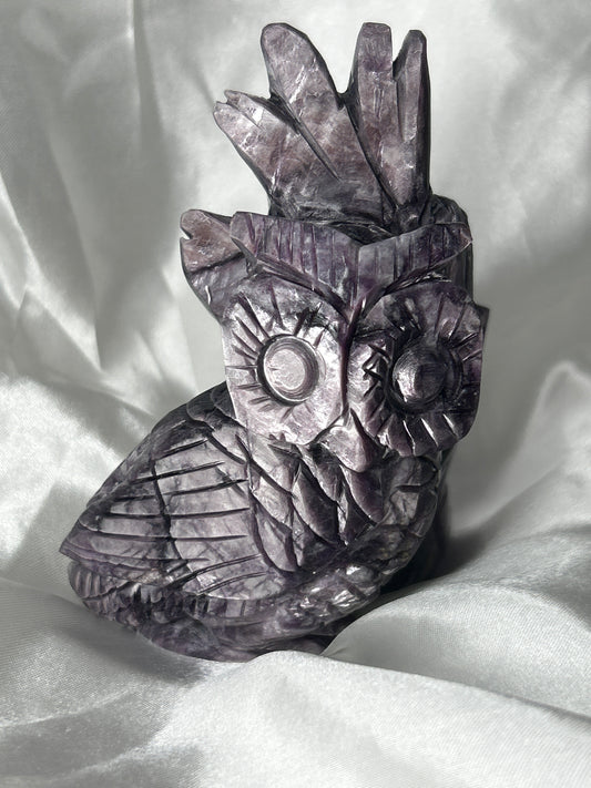 Gem Lepidolite Owl