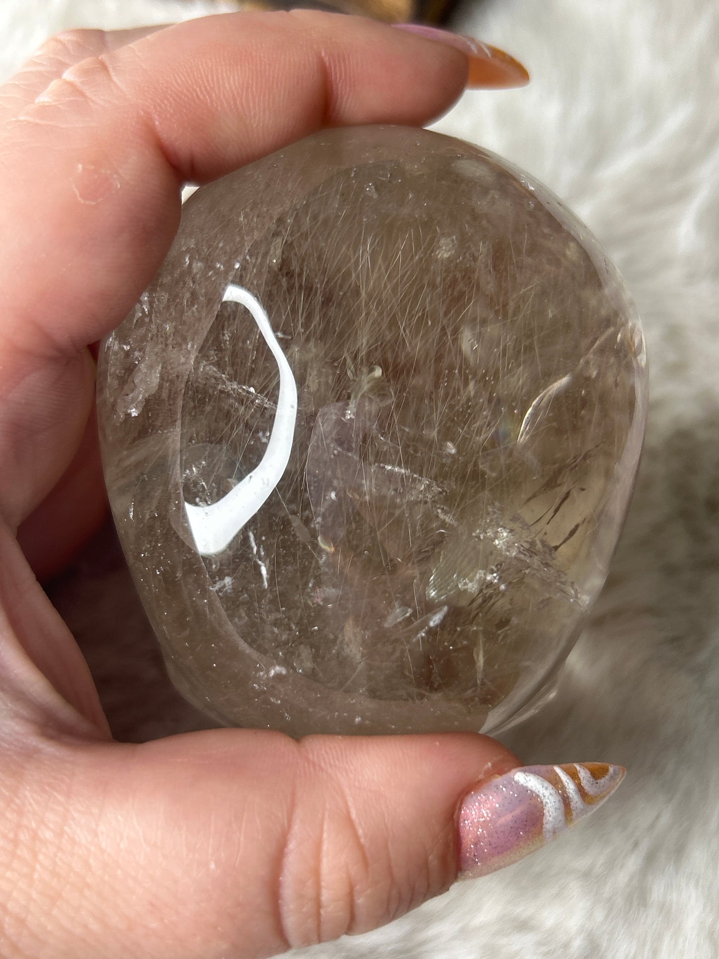 Rutile included Smoky Quartz Skull