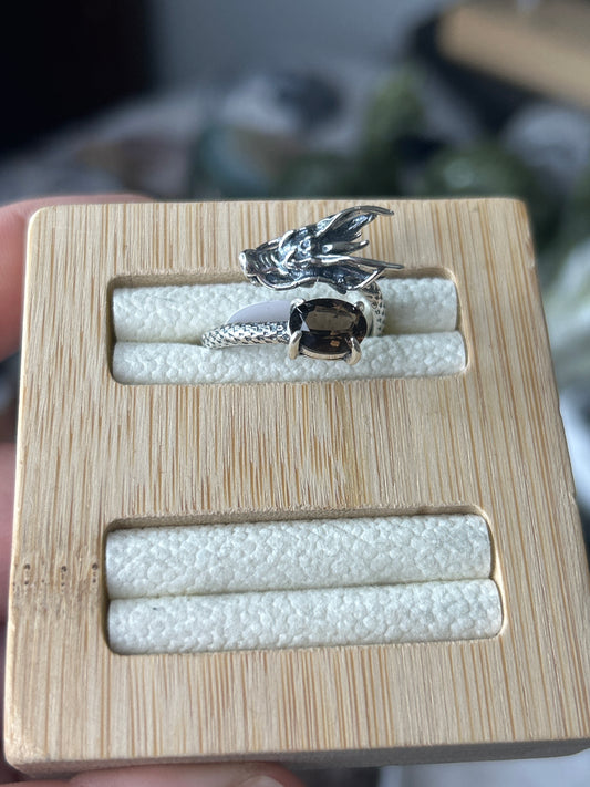 Smokey Quartz Dragon Ring