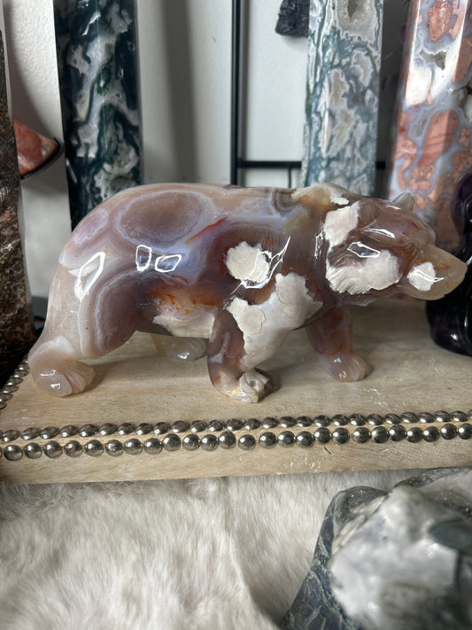 XL Flower Agate Bear