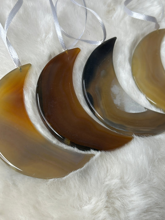 Agate Moon Ornament