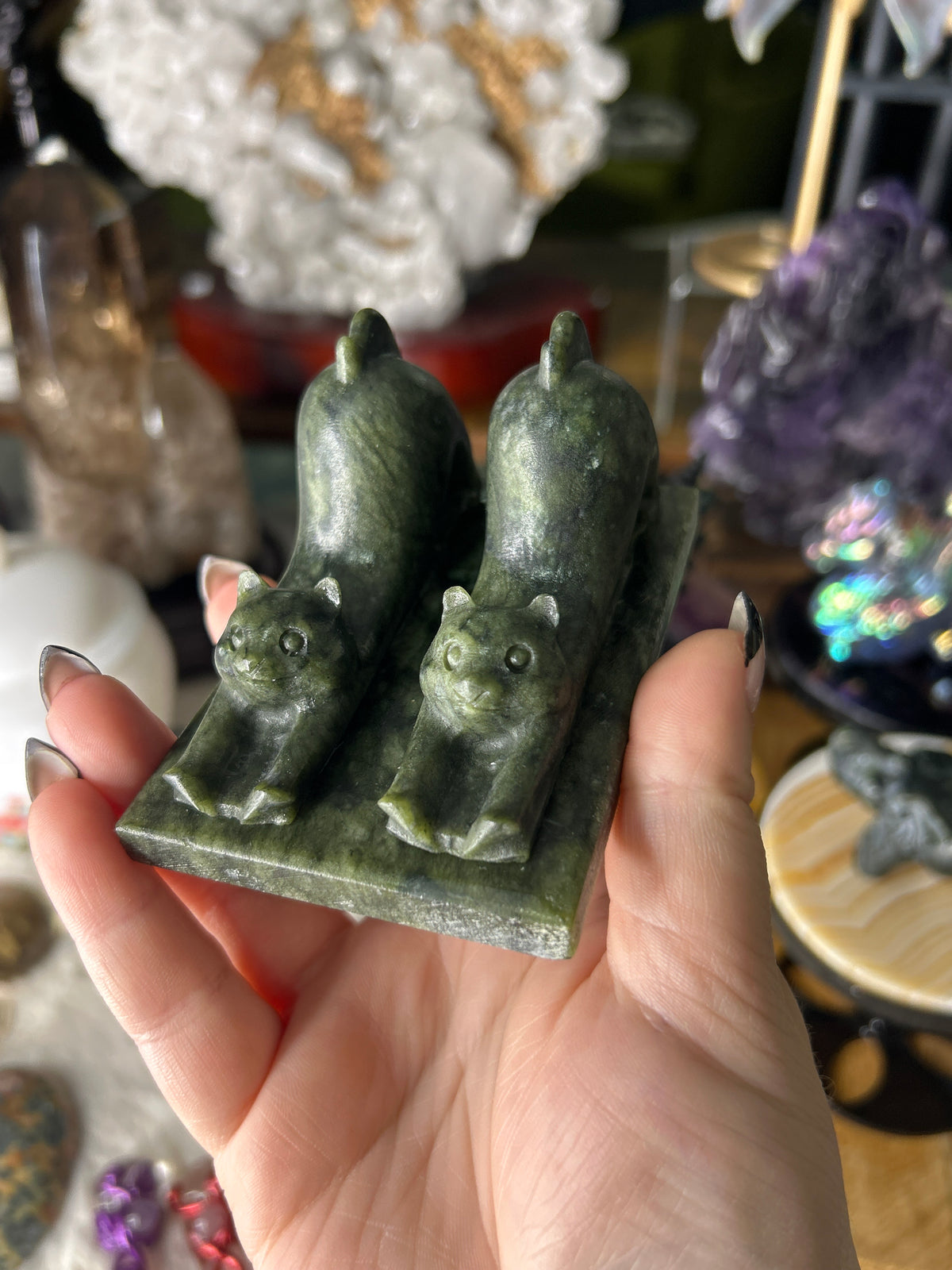 Jade Cat Phone Stand