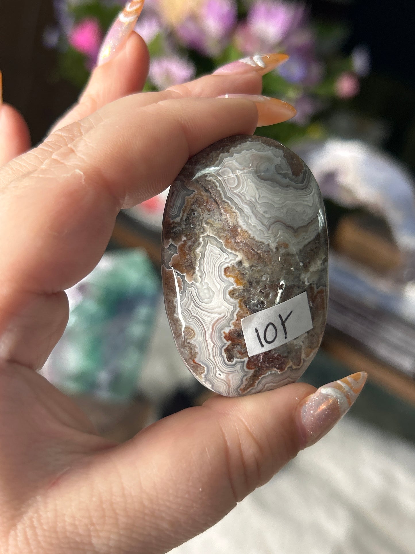 Mexican Lace Agate Palm Stone