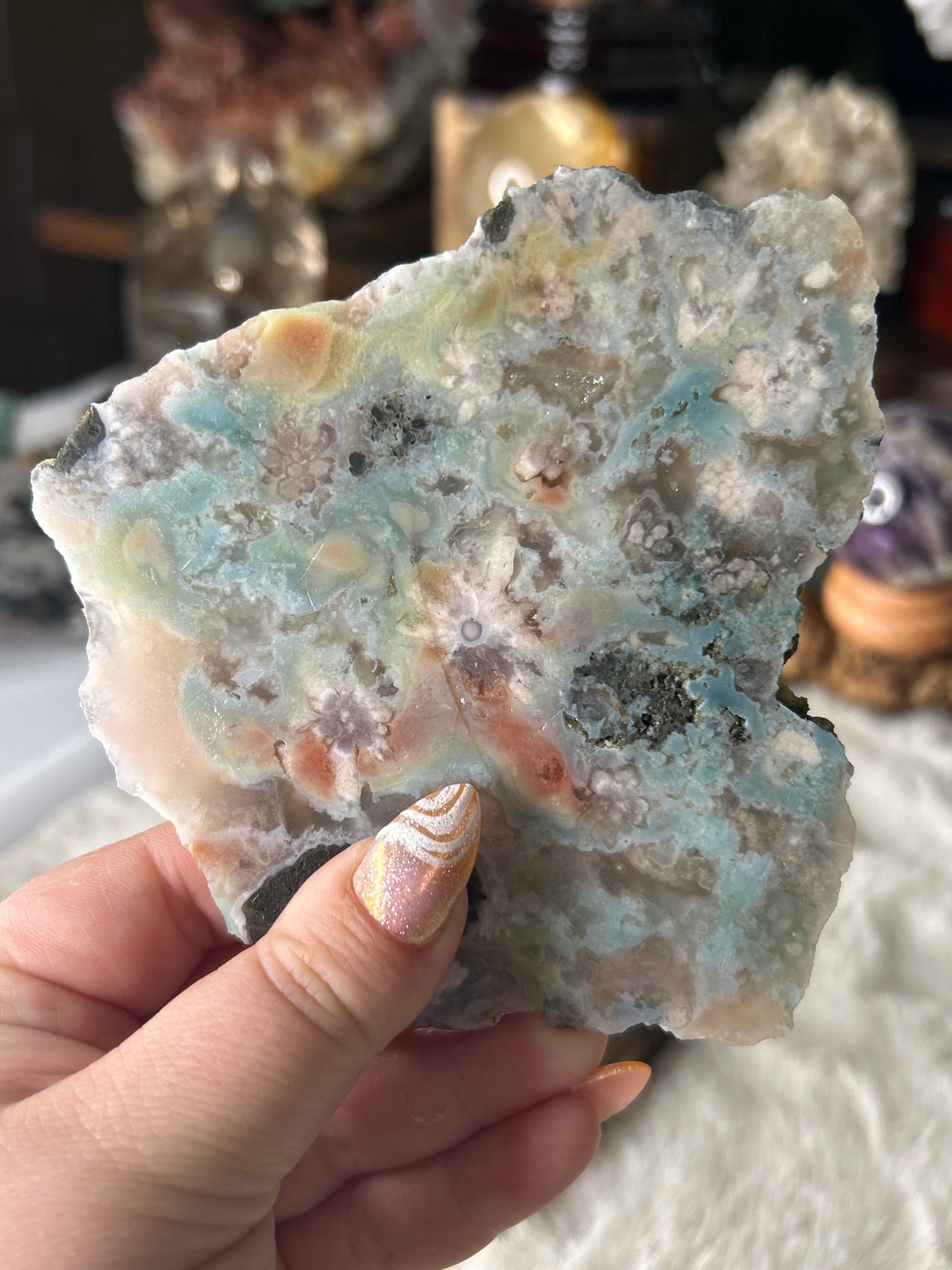 Green Flower Agate Slab