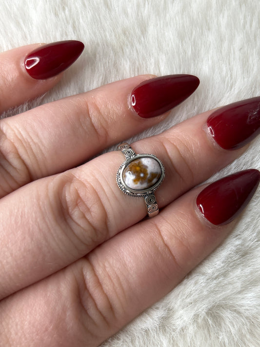 925 Sterling Silver Ocean Jasper Ring