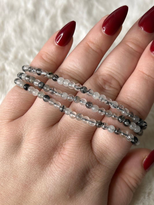 Black Tourmaline in Quartz Bracelet