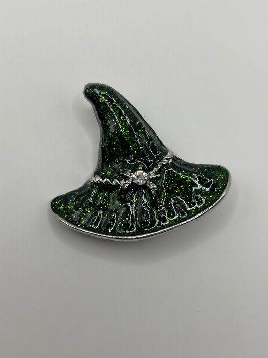 Sparkly Enamel Witch Hat Brooch