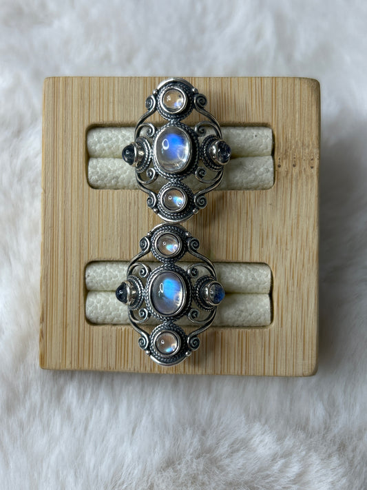 White Moonstone Statement Ring 925 Sterling Silver