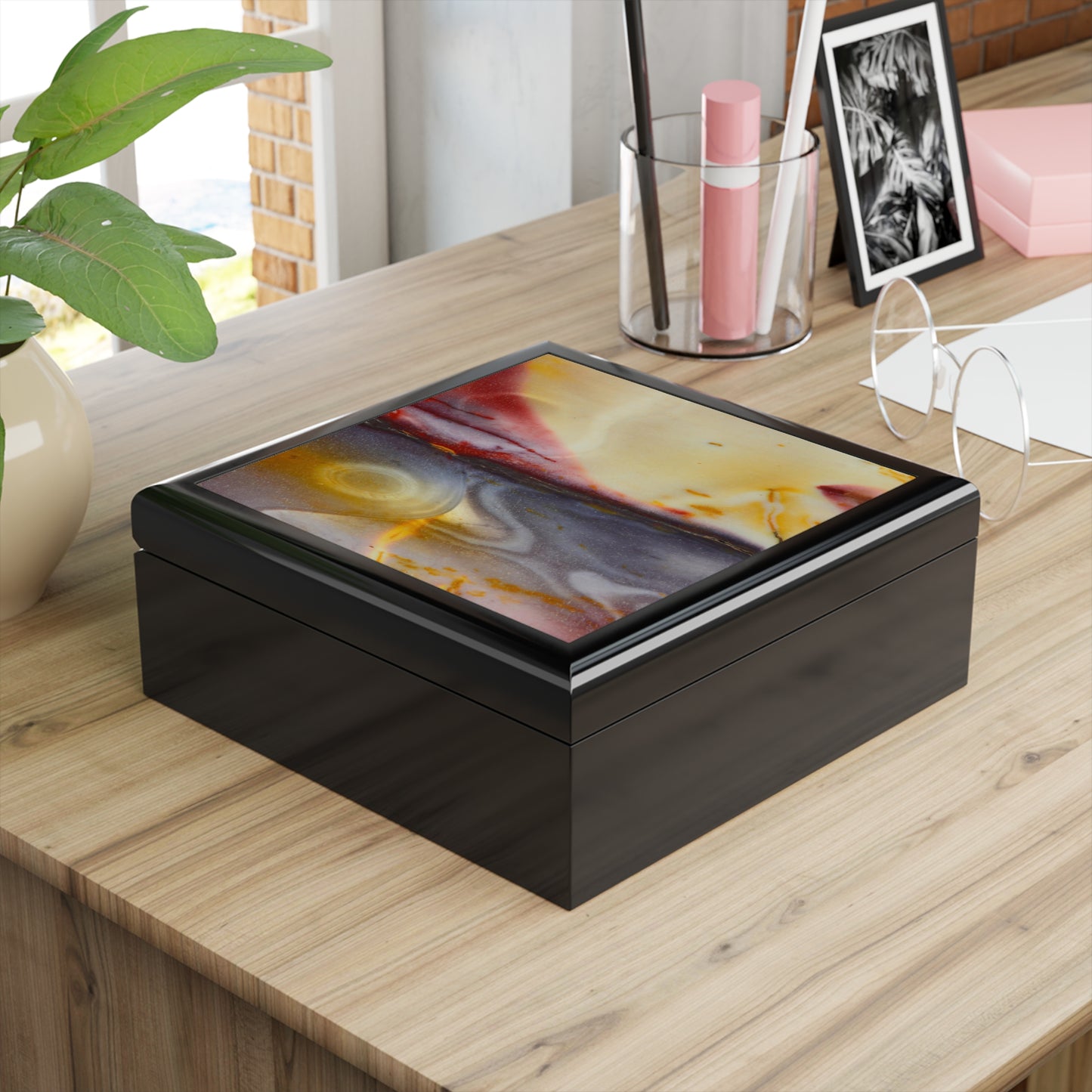 Mookaite Jasper Design Jewelry Box, Modern Keepsake Organizer, Gift for Her, Decorative Storage, Home Decor, Special Occasion Box