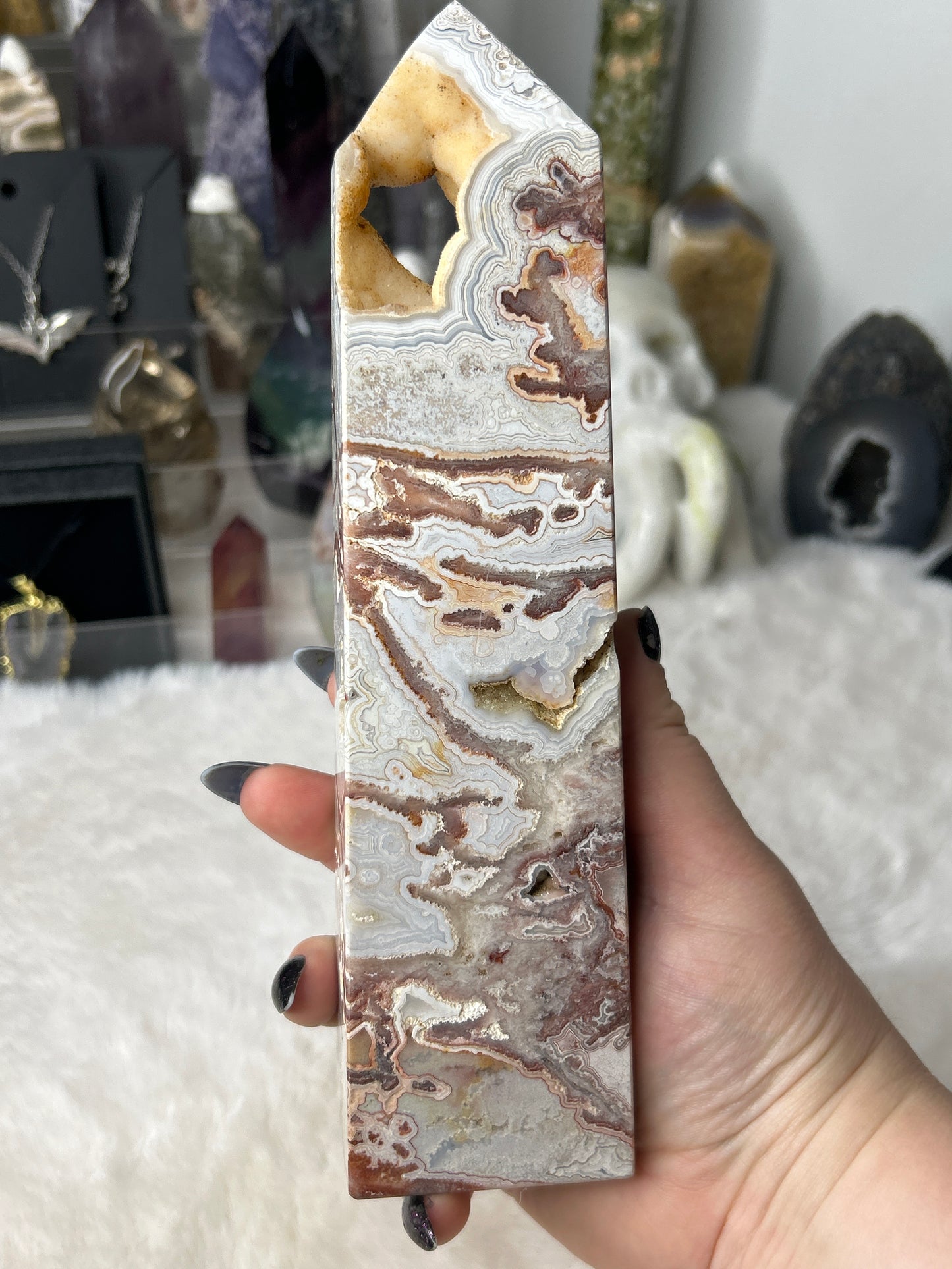 XL Mexican Lace Agate Tower