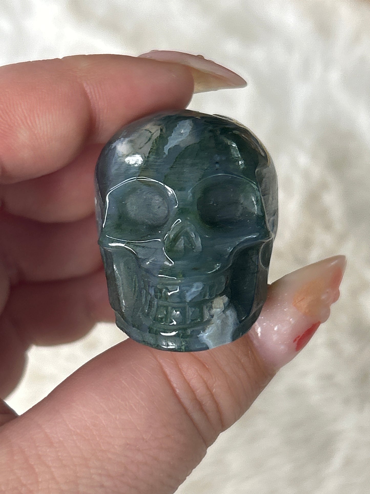 Moss Agate Skull