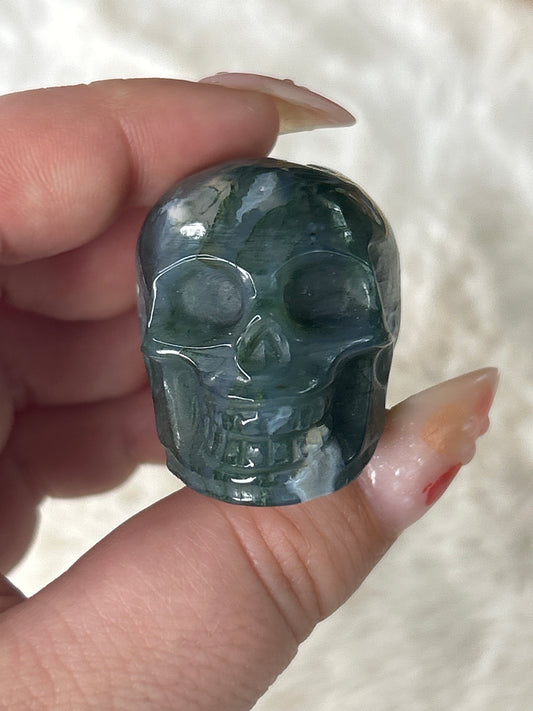 Moss Agate Skull