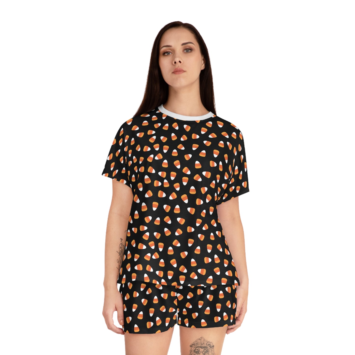 Candy Corn Women's Short Pajama Set (AOP)