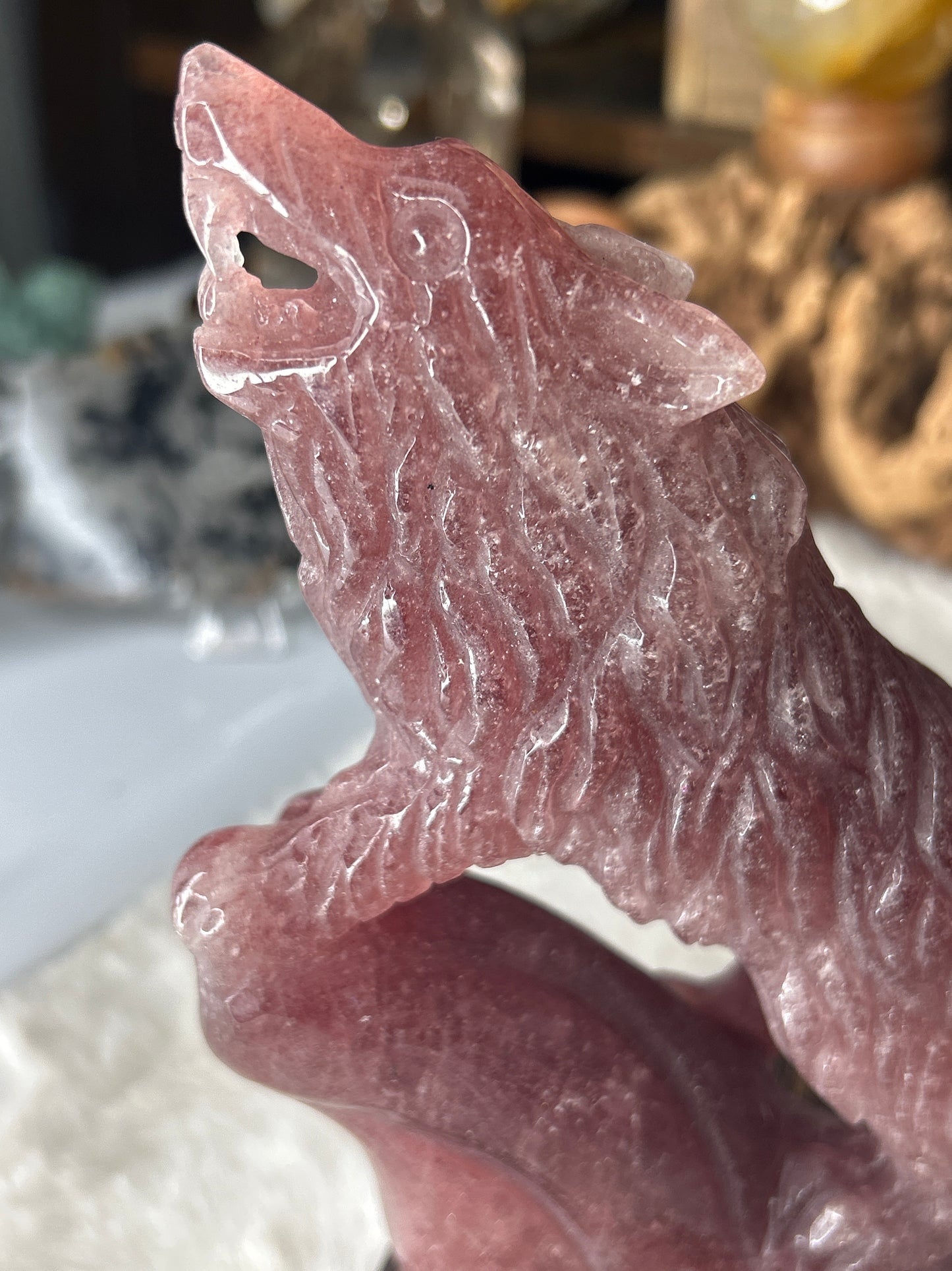 Strawberry Quartz Wolf