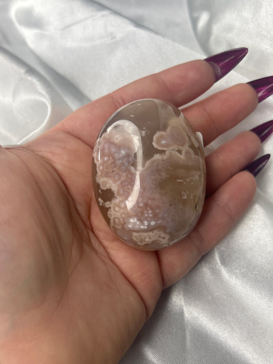 Flower Agate Palm Stone