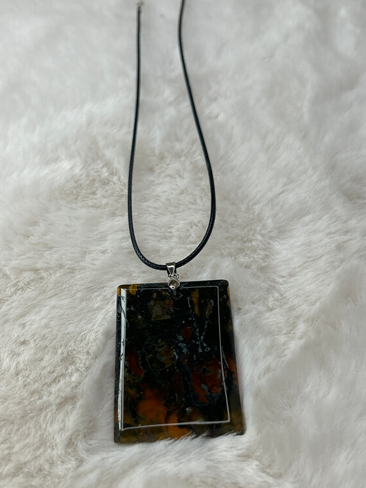 Moss Agate Square Necklace