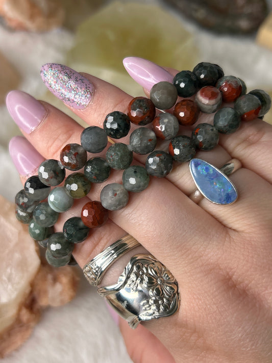 Faceted African Bloodstone Bracelet