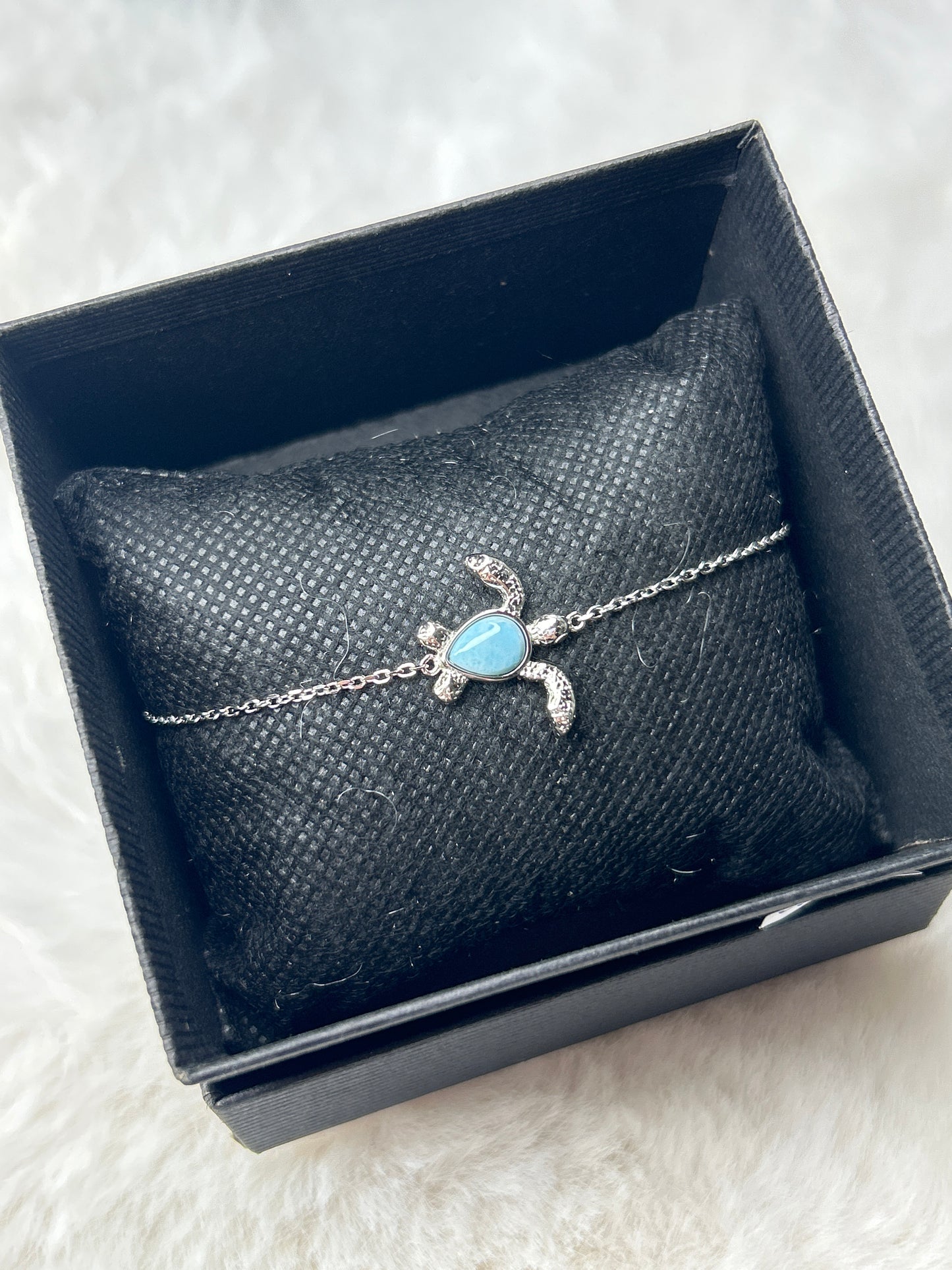 Larimar Turtle Bracelet 925 Sterling Silver