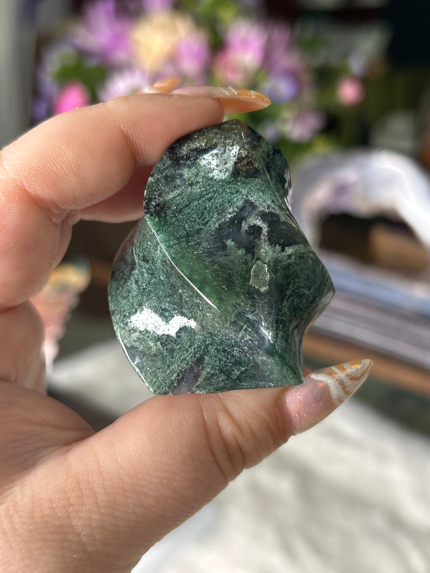 Mini Moss Agate Flame