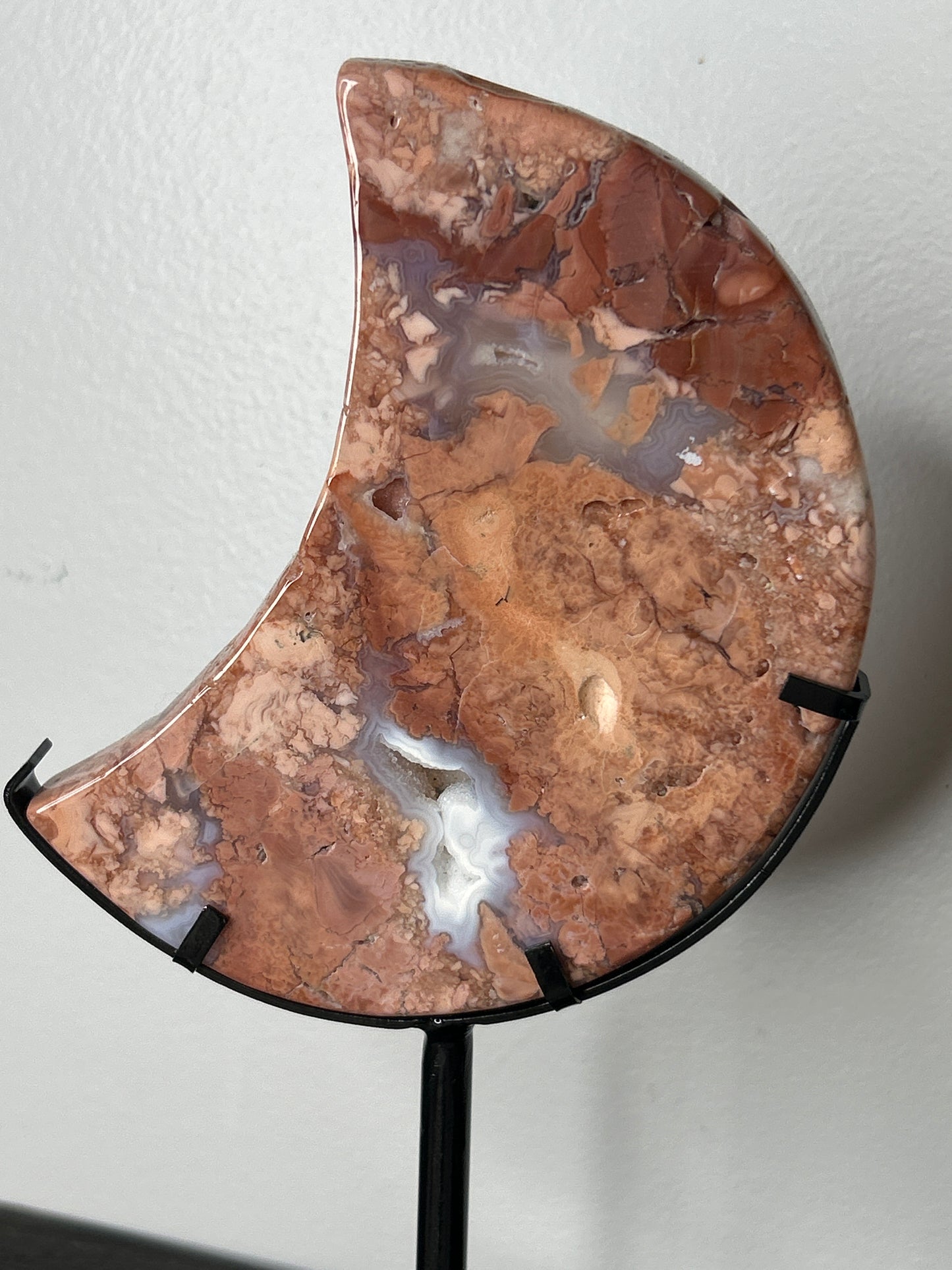Cotton Candy Agate Moon on Stand